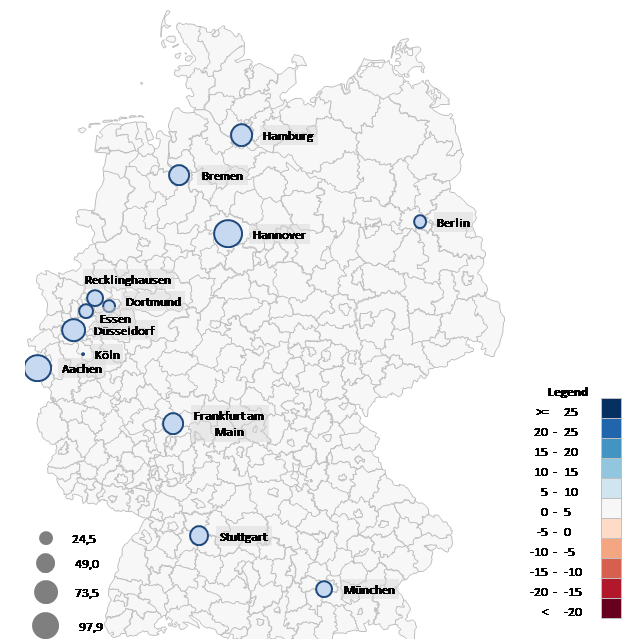 Excel Karte Deutschland Folge 9 Wie Stellt Man Daten Nach Stadten Filialen Mit Hilfe Des Blasendiagramms Visuell Dar Excel Karte De Excel Add In Fur Maps Karten